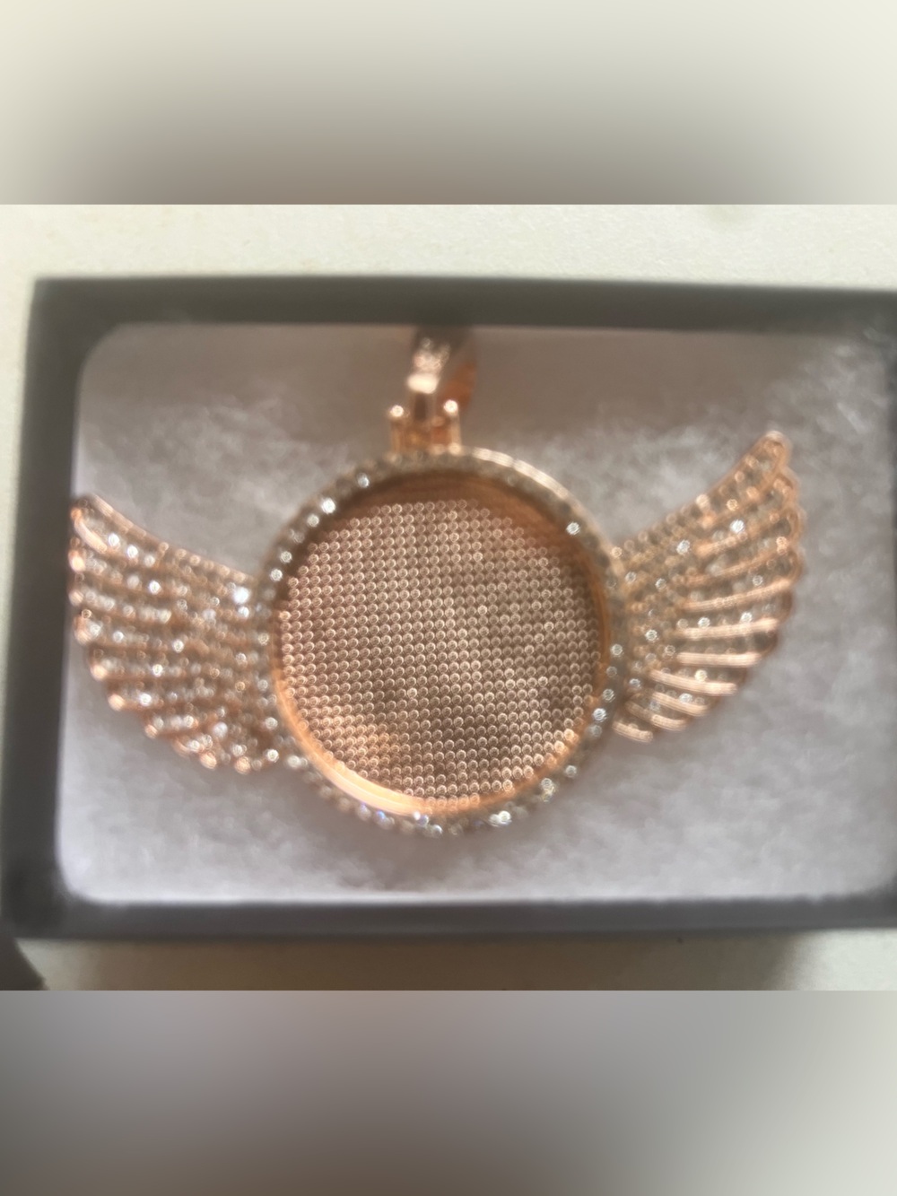 Rose Gold Winged Locket Pendant Necklace